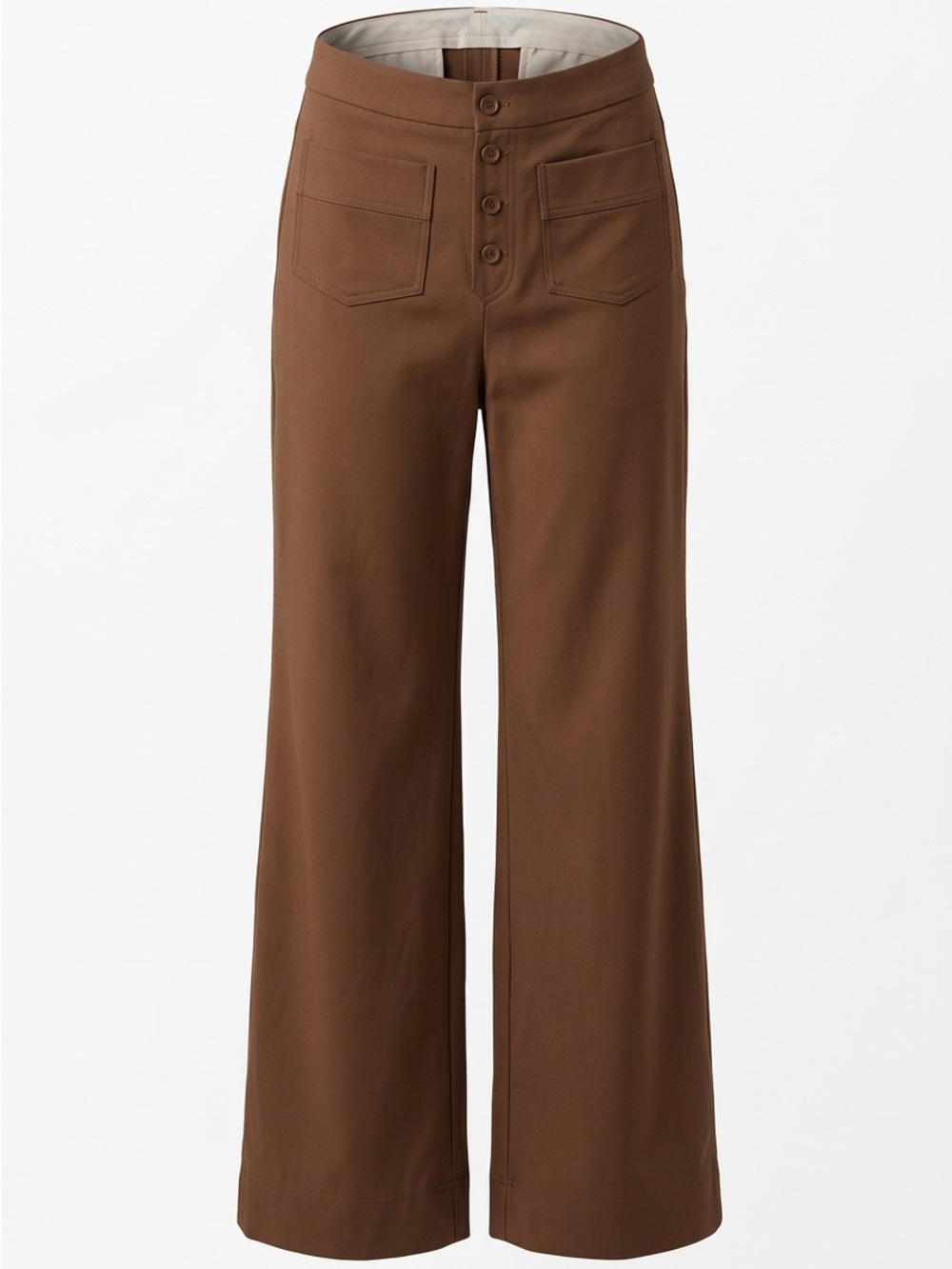 HALARA Brown Wide-Leg Button-Front Pants
